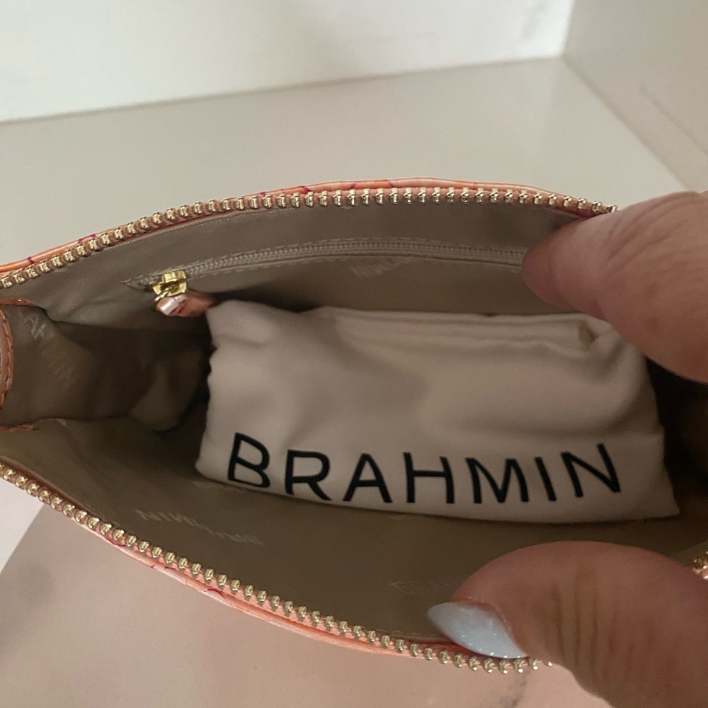 Brahmin Daisy APRICOT ROSE Wristlet Clutch & Clip On Britt Card Coin Wallet-2 PC - Picture 11 of 16